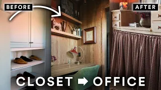 32 SQ FT SMALL Closet Turned CHIC OFFICE ✨ EXTREME MAKEOVER (From Start to Finish)