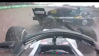 GROSJEAN AND SAINZ CRASH AT SILVERSTONE GP 2018 FORMULA 1