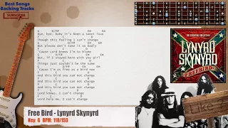 🎸 Free Bird - Lynyrd Skynyrd Guitar Backing Track with chords and lyrics