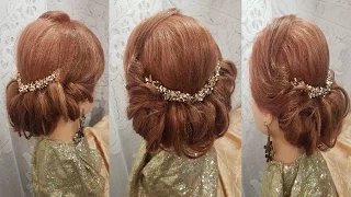 Прически Греческая прическа на средние волосы. легкий вариант hairstyles объёмная прическа снизу