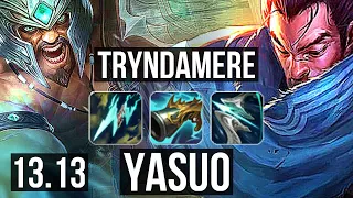 TRYNDAMERE vs YASUO (TOP) | 7 solo kills, 65% winrate, Dominating | KR Master | 13.13