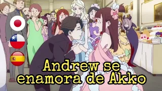 Little Witch Academia - Andrew se enamora de Akko Comparación| Japonés, Español Latino y Castellano