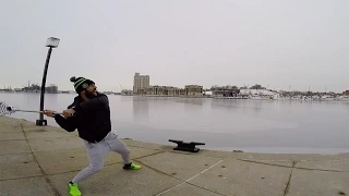 Paul Rabil Throws a Lacrosse Ball Across Baltimore Harbor