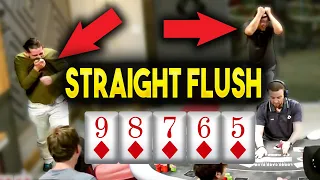 Poker Player Hits ONE OUT To Get STRAIGHT FLUSH! (INSANE)