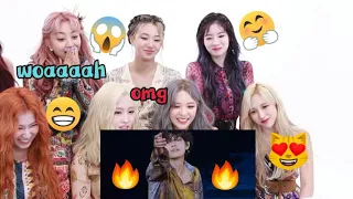 TWICE reaction to BTS 'Let go' Kim taehyung focus