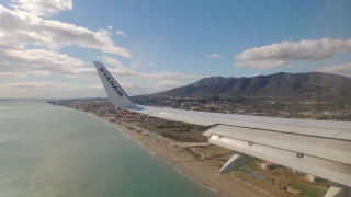 Spectacular landing at Malaga Airport, Spain - Boeing 737-800 - Ryanair - Seat 29A