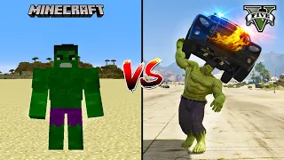 MINECRAFT SUPERHERO HULK VS GTA 5 SUPERHERO HULK - WHO IS BEST?