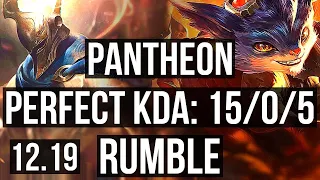 PANTHEON vs RUMBLE (MID) | 15/0/5, Legendary, 700+ games, 1.0M mastery | EUW Master | 12.19