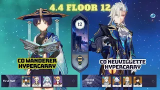 4.4 Spiral Abyss Floor 12 | C0 Wanderer Hypercarry c6 faruzan & C0 Neuvillette Hypercarry