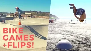 BMX Bike Games + Beach Ball Flips!!