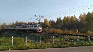 Электропоезд ЭП2Д-0032 ЦППК перегон Вербилки - Каналстрой 4.10.2021