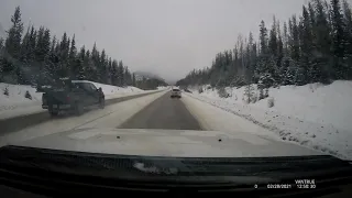 Truck Crashes on Highway 1 near Golden BC Canada