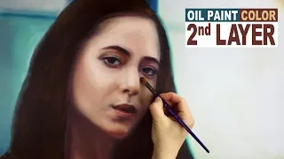 STEP #5 TO REALISTIC PORTRAIT PAINTING: 2nd Layer - Giving More Definition to Woman Facial Features