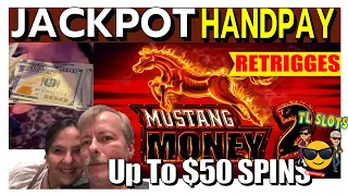 Mustang Money 2 - Retriggers in BONUS Round!  Hand Pay!  Four Winds Casino! #mustangmoney2 #handpay