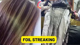 HAIR HIGHLIGHTS WITH FOIL, HAIR STREAKS WITH FOIL