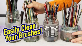 How We Clean Acrylic Paint Brushes At Our Art School!