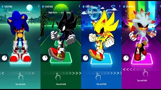 Sonic Exe vs Dark Sonic Exe vs Super Sonic Exe vs Silver Sonic Exe - Tiles Hop Game.