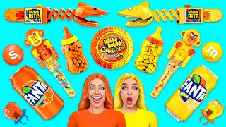 Gelb Vs Orange Farb Challenge | Nur 1 Farbe essen für 24 Stunden auf Multi DO Food Challenge