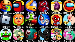 Plants Vs Zombies 2,My Talking Cat Tommy,Grimace Survival,StickWar Legacy,Kick The Buddy,Roblox.....