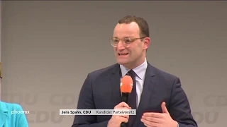 Annegret Kramp-Karrenbauer, Jens Spahn und Friedrich Merz auf der CDU-Regionalkonferenz am 30.11.18