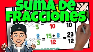 🔴 SUMA de FRACCIONES con DIFERENTE DENOMINADOR [Súper Fácil]