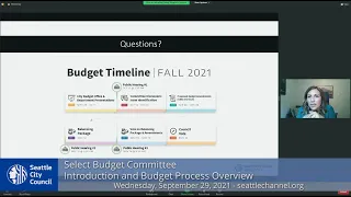 Seattle City Council Select Budget Committee Session I 9/29/21