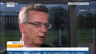 Landtagswahl Sachsen: Innenminister de Maizière zu aktuellen Prognosen am 31.08.2014