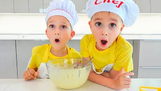 Vlad y Niki cocinando y jugando con mamá - videos divertidos para niños