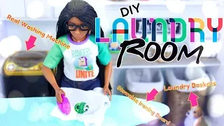 DIY - How to Make: Doll Laundry Room with REAL Working Washing Machine