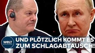 SCHOLZ IN MOSKAU: Und plötzlich liefern sich der Kanzler und Putin einen offenen Schlagabtausch