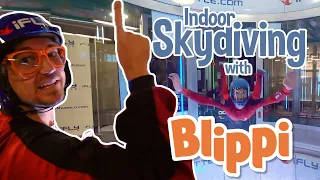 Blippi | Indoor Skydiving with Blippi + MORE ! | Explore with Blippi | Educational Videos for Kids