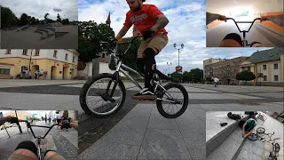 Стрит на BMX в Белостоке. GoPro BMX Riding in Bialystok (POV). Упал с простейшего трюка.