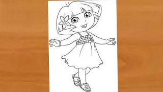 How to draw Dora the Explorer| cartoon drawing| kids drawing book| dora buji drawing| Dora drawing