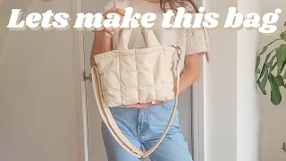 DIY puffy quilted cross body handbag - how to sew a bag