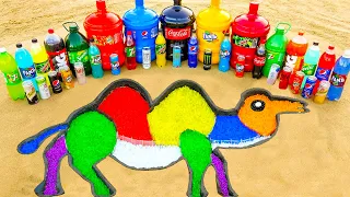 Experiment: How to make Rainbow Camel with Orbeez,Big Fanta, Coca Cola, Popular Sodas vs Mentos