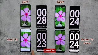 Realme C25Y vs C21Y vs Infinix Hot 11S vs Redmi 10 Prime: Speed test, Camera Comparison, Best phone?