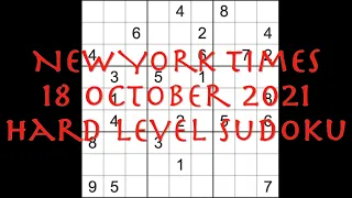 USE LINK FOR CORRECTIONS Sudoku solution – New York Times sudoku 18 October 2021 Hard level