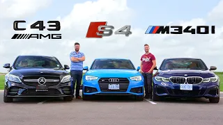 2020 BMW M340i vs Audi S4 vs Mercedes C43 AMG // Performance Sedan Face-Off
