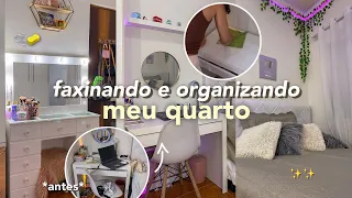 faxinando meu quarto 🫧| penteadeira, guarda roupa, escrivaninha… organização e limpeza ✨