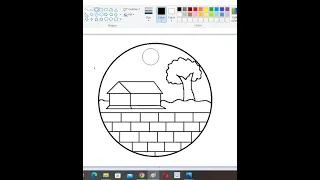 A circle scenery draw#shorts#circle village scenery#viralshorts# Drawing vedi🌿🌱☘🌷#ms paint drawing.