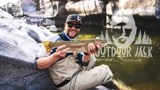 Fly Fishing for Big Rainbow Trout at Fremont Canyon, 22" Trout - Wyoming: Day 1 | Outdoor Jack