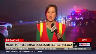 Hole in Eastex Freeway damages vehicles