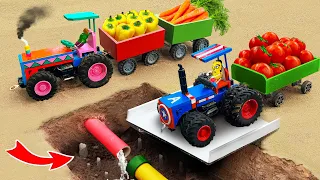 Diy tractor making mini Road Construction | diy Repairing Water Supply Pipes for Cows | HP Mini
