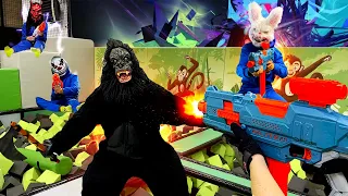 Nerf War /Amusement Park Battle 11 (Nerf First Person Shooter) / Nerf Killer Clown Attack