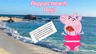 Preppy peppas beach day! | ft. Mummy, Daddy, george! (PEPPA ALMOST DROWNED!) 🛍️🛼⚡️