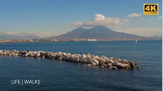 Naples Italy Walk | Seafront and Piazza del Plebiscito | Binaural audio (4K walk | 60 fps)