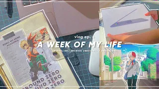 a week of my life 🎮 🍟 : anime-journaling, playing mha otome, & macbook pro unboxing !