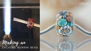 Encased Murrini Glass Art Lampwork Charm Bracelet Bead - Demo