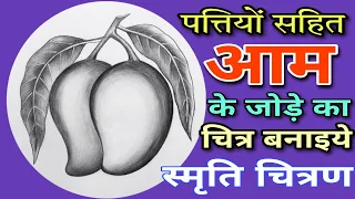 दो आम पत्तियों सहित आम का चित्र बनाइये/mango drawing with leaf