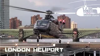 VIP AW139 landing, startup and take off at London Heliport